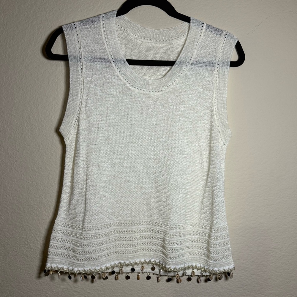 Seashell Beaded Knit Overshirt Lightweight Bathing-Suit Cover up Beachwear
